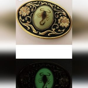 New scorpion belt buckle approx. 3.75 " glows in dark.  Matching bolo ti…